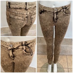 Brown/Tan Acid Wash Skinny Jean